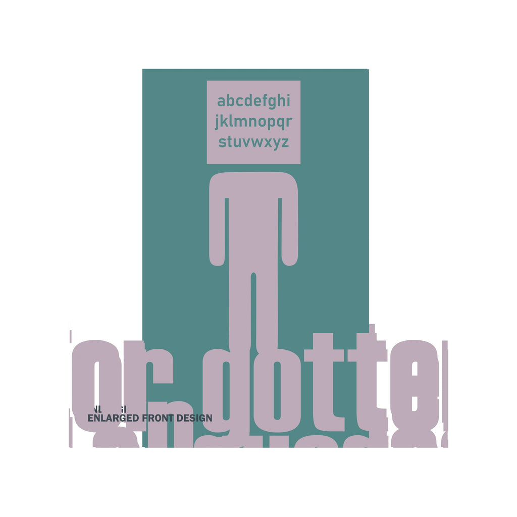 Detailed view of the "Forgotten Languages" graphic print design, showcasing the unique typography design and color.