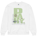 Flat lay of the white organic cotton hoodie featuring "The Society We Kulture" brand's "Pray" graphic design print.